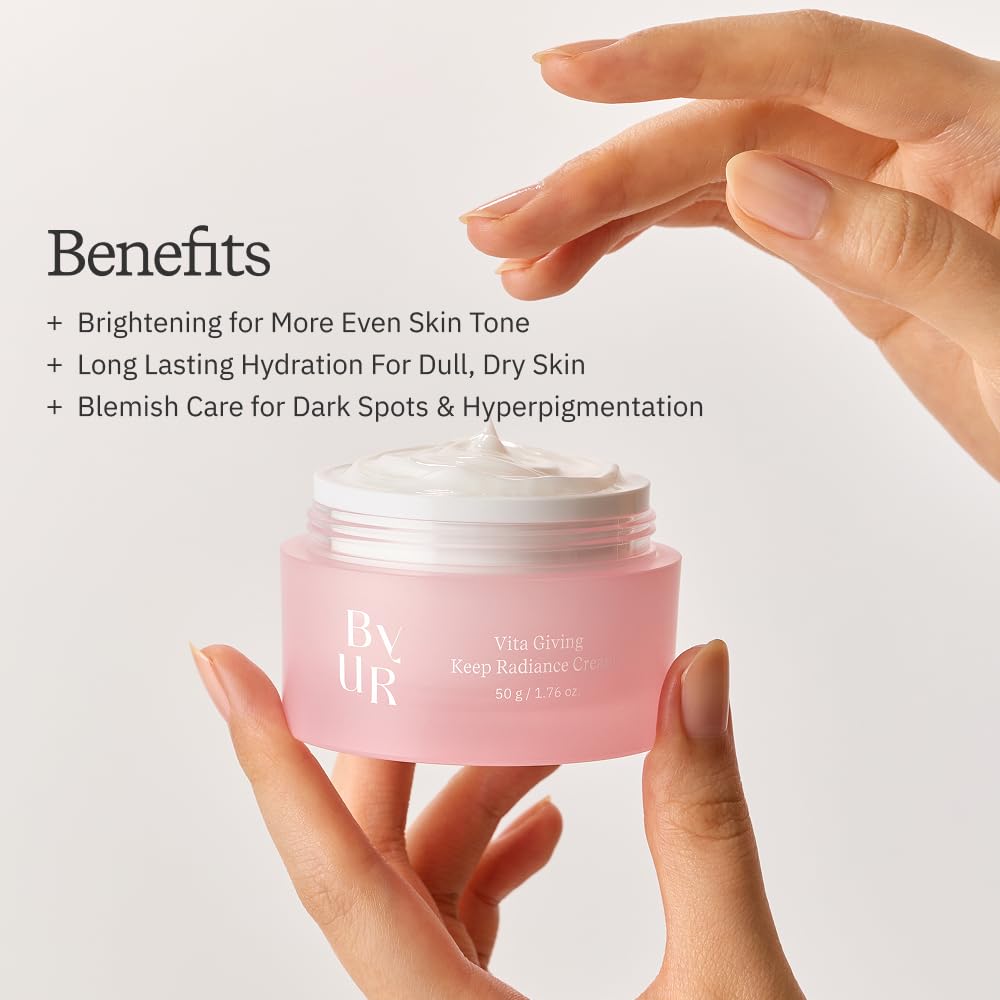 ByUR Vita Giving Keep Radiance Cream - Dark Spots & Hyperpigmentation, Brightening & Hydrating for Dry, Dull Skin, Hyaluronic Acid, Niacinamide, Vitamin C, Facial Moisturizer Pore Care Korean Skincare