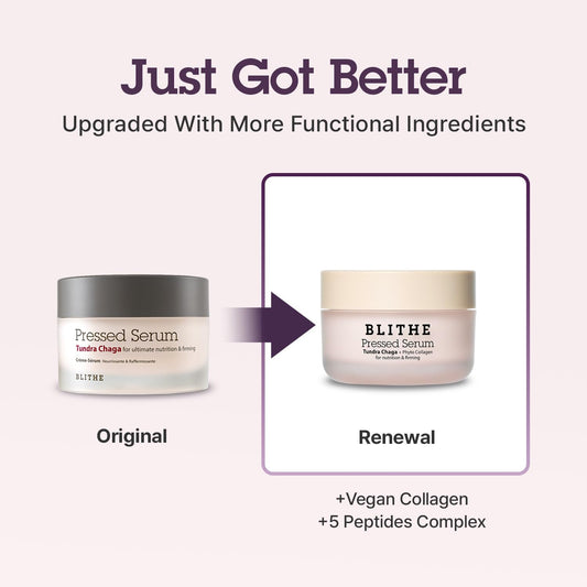 BLITHE Pressed Serum Tundra Chaga With Peptide & Collagen | Korean Moisturizer | Anti Aging Cream & Skin Tightening Cream for Face | Formula for an Instant Face Lift, 1.68 fl oz