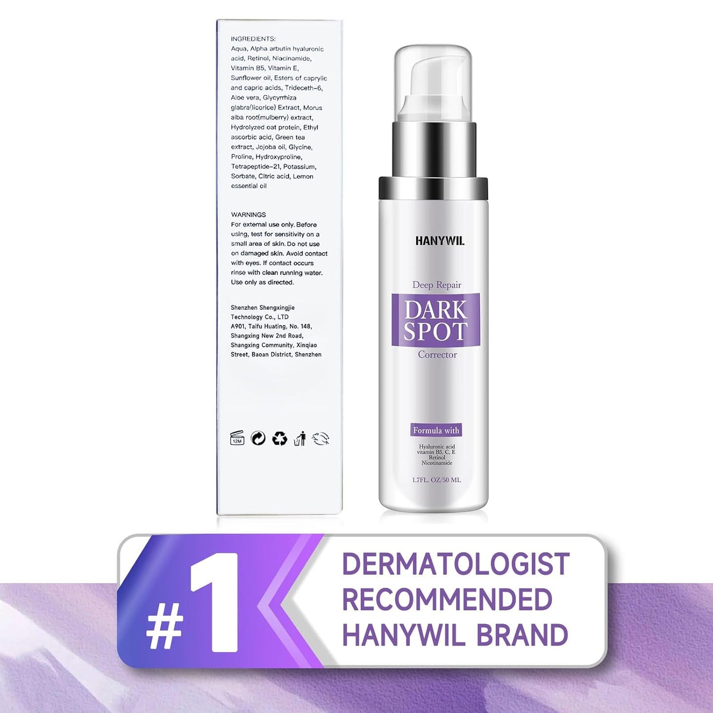 HANYWIL Dark Spot Remover for Face & Body Serum with Retinol & Niacinamide - Corrects Melasma, Sun & Age Spots, Hyperpigmentation Treatment for All Skin, Dermatologist Tested (1.7 Fl Oz)