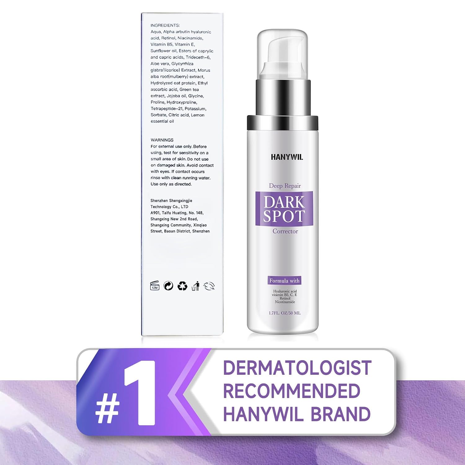 HANYWIL Dark Spot Remover for Face & Body Serum with Retinol & Niacinamide - Corrects Melasma, Sun & Age Spots, Hyperpigmentation Treatment for All Skin, Dermatologist Tested (1.7 Fl Oz)